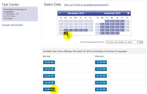 pearson vue select date